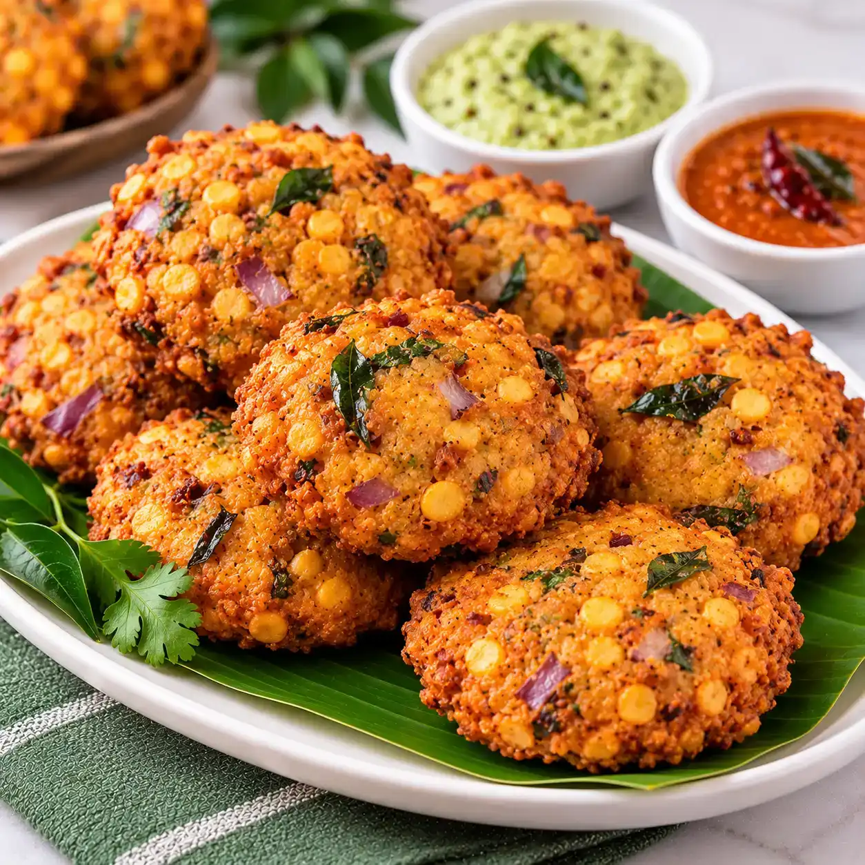 Masala Vada — Crispy lentil fritter seasoned with herbs, chilies and spices at Apna Bazar - Eatery